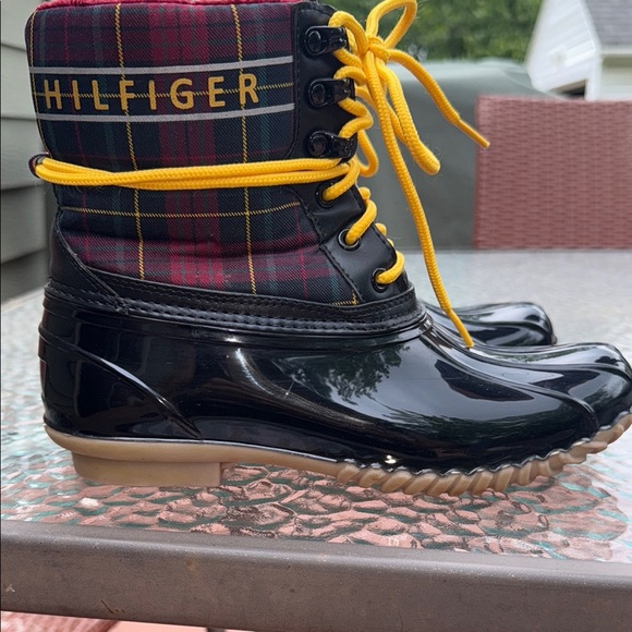 Tommy Hilfiger Shoes - Hilfiger Plaid and Black Duck Boots